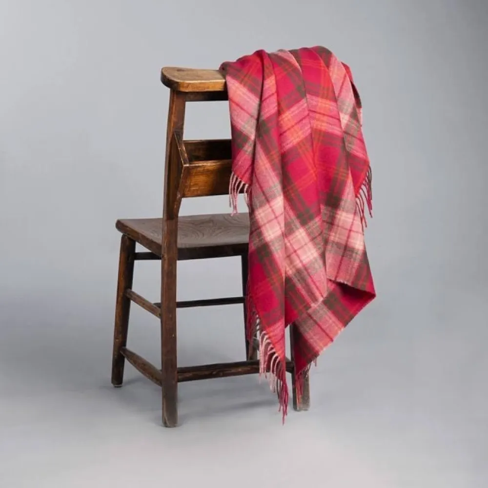 Lochcarron of Scotland Hunting Rose Tartan Lambswool Blanket- Throws & Pillows