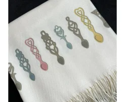 Love Spoons Cream Cashmere Blend Scarf- Scarves & Wraps