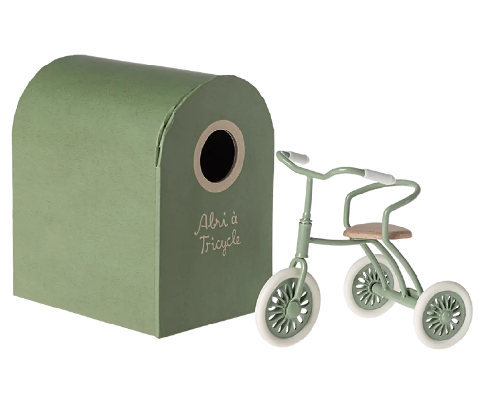 Maileg Abri à Tricycle, Mouse - Green- Maileg|Toys