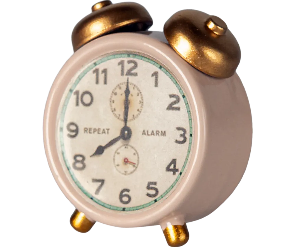 Maileg Alarm Clock, Mouse - Powder- Maileg|Toys