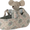 Maileg Baby Mouse in Carry Cot - Blue- Maileg|Toys
