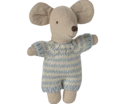 Maileg Baby Mouse in Carry Cot - Blue- Maileg|Toys