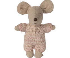 Maileg Baby Mouse in Carry Cot - Rose- Maileg|Toys
