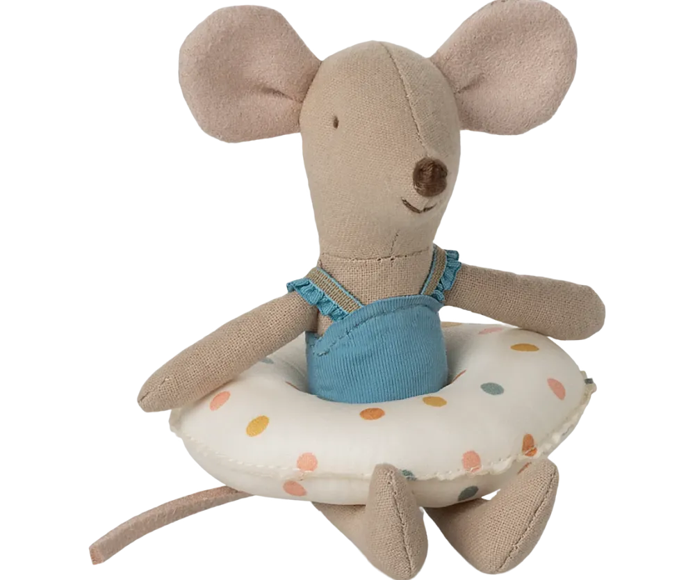 Maileg Beach Mouse with Float, Little Sister - Multi Dot- Maileg|Toys