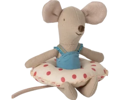 Maileg Beach Mouse with Float, Little Sister - Red Dot- Maileg|Toys
