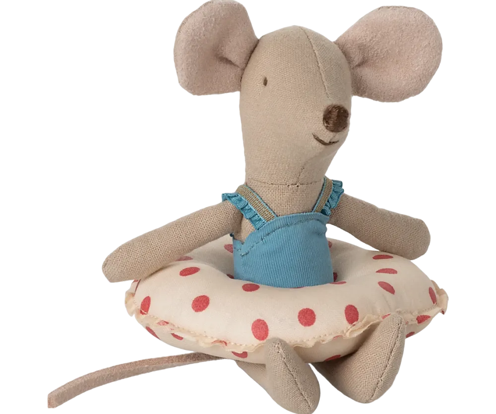 Maileg Beach Mouse with Float, Little Sister - Red Dot- Maileg|Toys