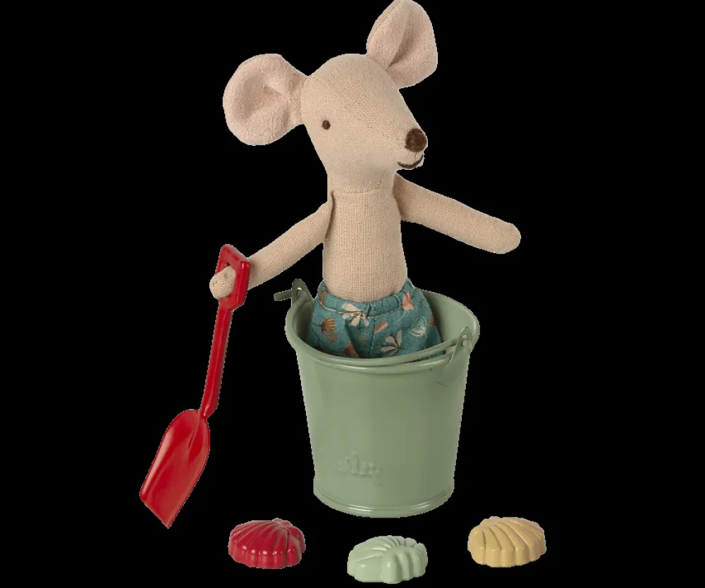 Maileg Beach Set: Shovel, Bucket & Shells- Maileg|Toys
