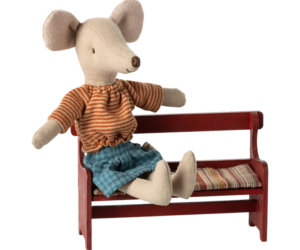 Maileg Bench, Mouse (Red)- Maileg|Toys