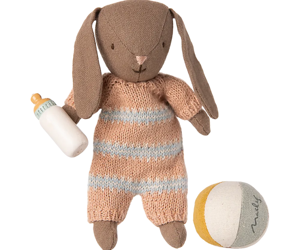Maileg Bunny Set, Micro - Brown - Dusty Rose- Toys