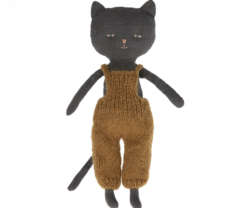 Maileg Chatons, Kitten in Overalls - Black- Maileg|Soft Toys