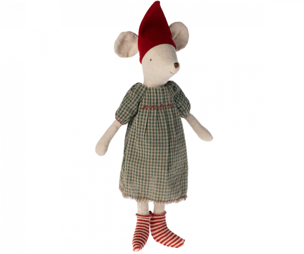 Maileg Christmas Mouse, Medium - Dress- Maileg|Toys