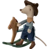 Maileg Cowboy Mouse on Rocking Horse, Little Brother- Maileg|Toys
