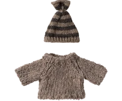 Maileg Knitted Sweater & Hat, Grey- Maileg|Toys