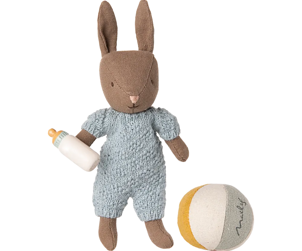 Maileg Rabbit Set, Micro - Brown - Blue- Maileg|Toys