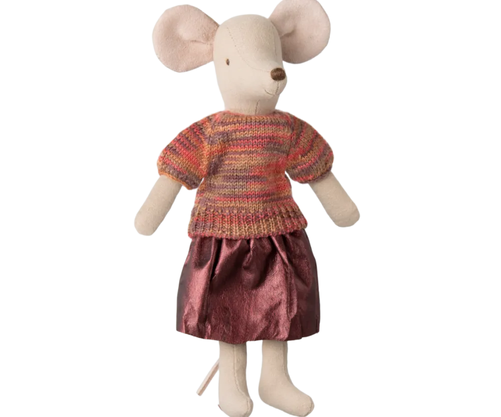 Maileg Skirt & Knitted Blouse, Mum Mouse- Maileg|Toys