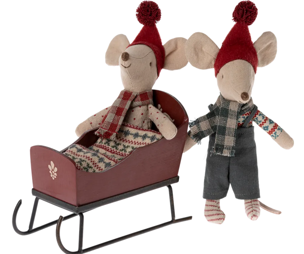 Maileg Sleigh, Mouse (Red)- Maileg|Toys