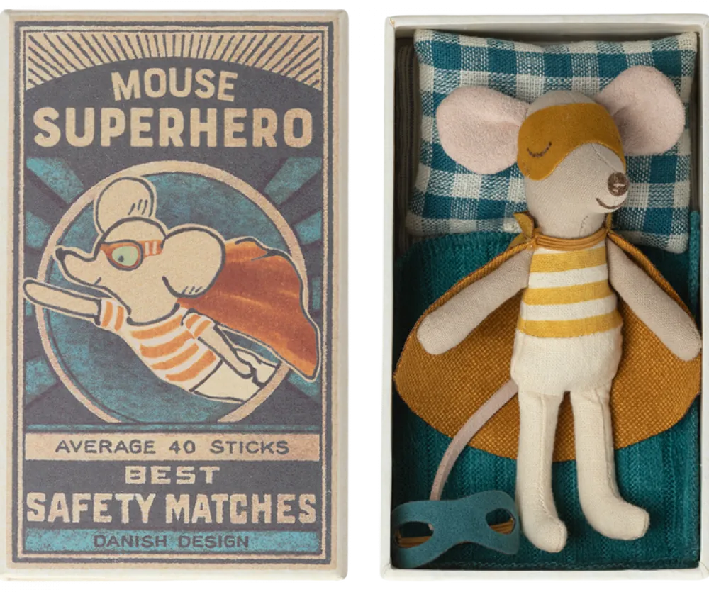 Maileg Super Hero Mouse, Little Brother in Matchbox- Maileg|Toys