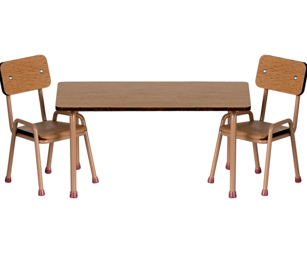 Maileg Table & Chair Set, Mouse - Dark Powder- Maileg|Toys