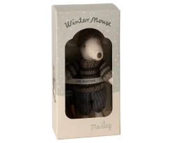 Maileg Winter Mouse with Ski Set, Big Brother (Grey)- Maileg|Toys