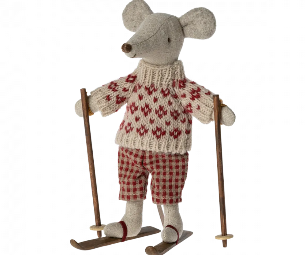 Maileg Winter Mouse with Ski Set, Mum- Maileg|Toys