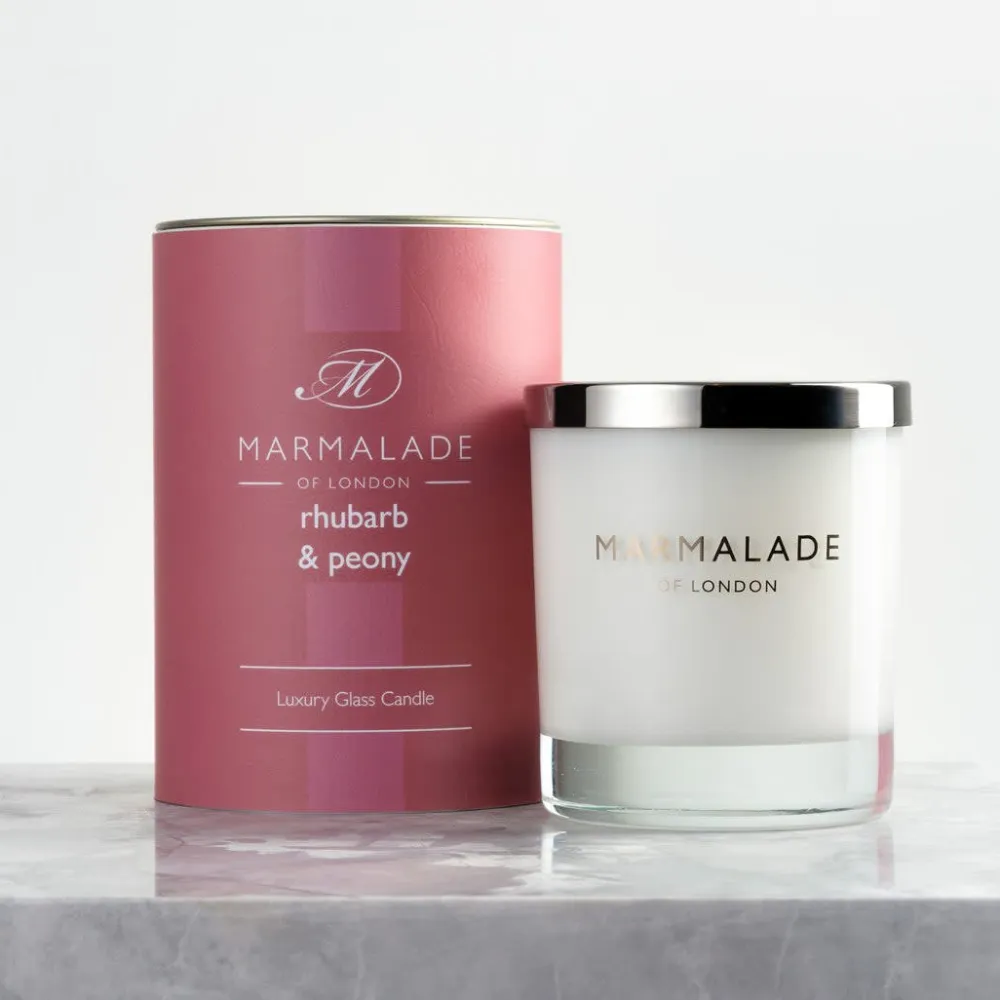 Marmalade of London Rhubarb & Peony Glass Candle- Home Fragrance