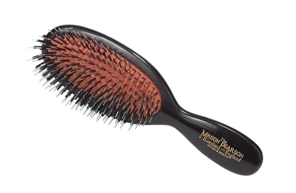 Mason Pearson BN4 Nylon & Bristle Dark Ruby Pocket Hairbrush- Brushes & Combs