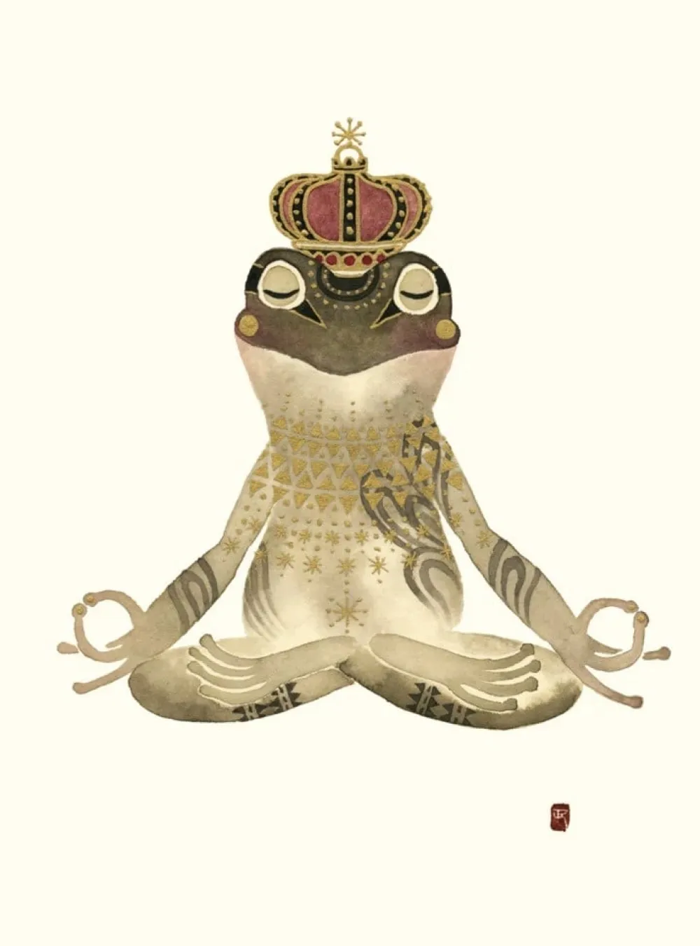 Meditation Frog Birthday Card- Greeting Cards
