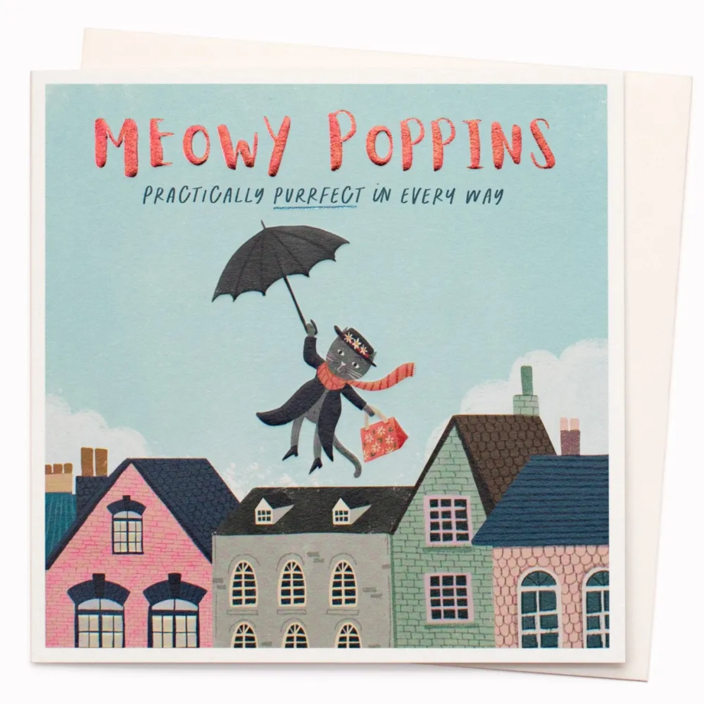 Meowy Poppins Greeting Card- Greeting Cards