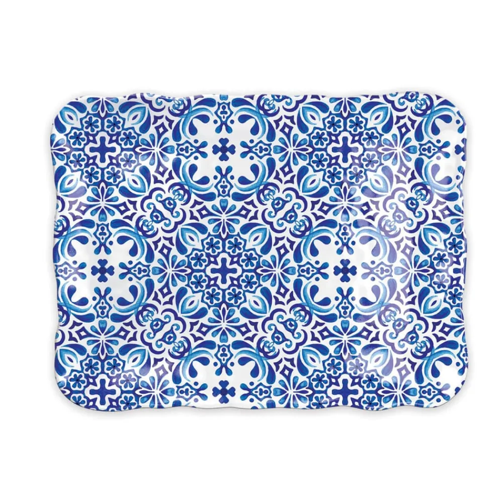 Michel Design Works Indigo Seas Melamine Cookie Tray- Trays|Tea Trays