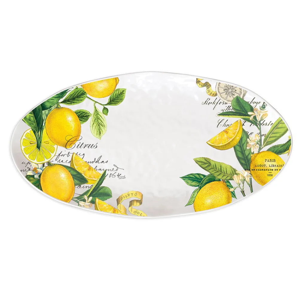 Michel Design Works Lemon Basil Melamine Oval Platter- Trays|Serving Plates