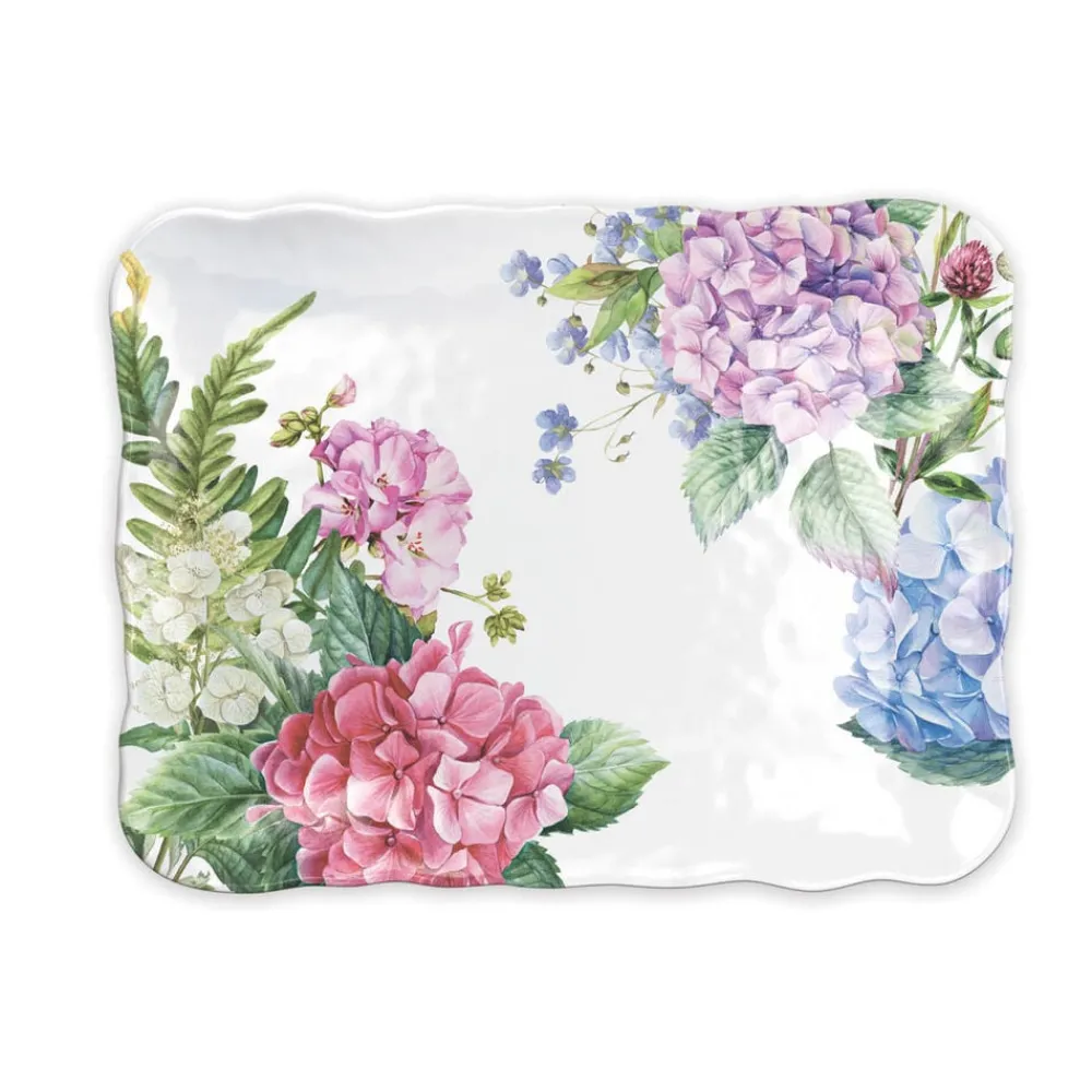 Michel Design Works Wild Hydrangea Melamine Cookie Tray- Trays|Tea Trays