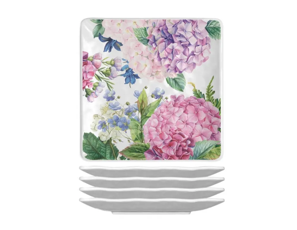 Michel Design Works Wild Hydrangea Melamine Canape Platters- Trays|Serving Plates