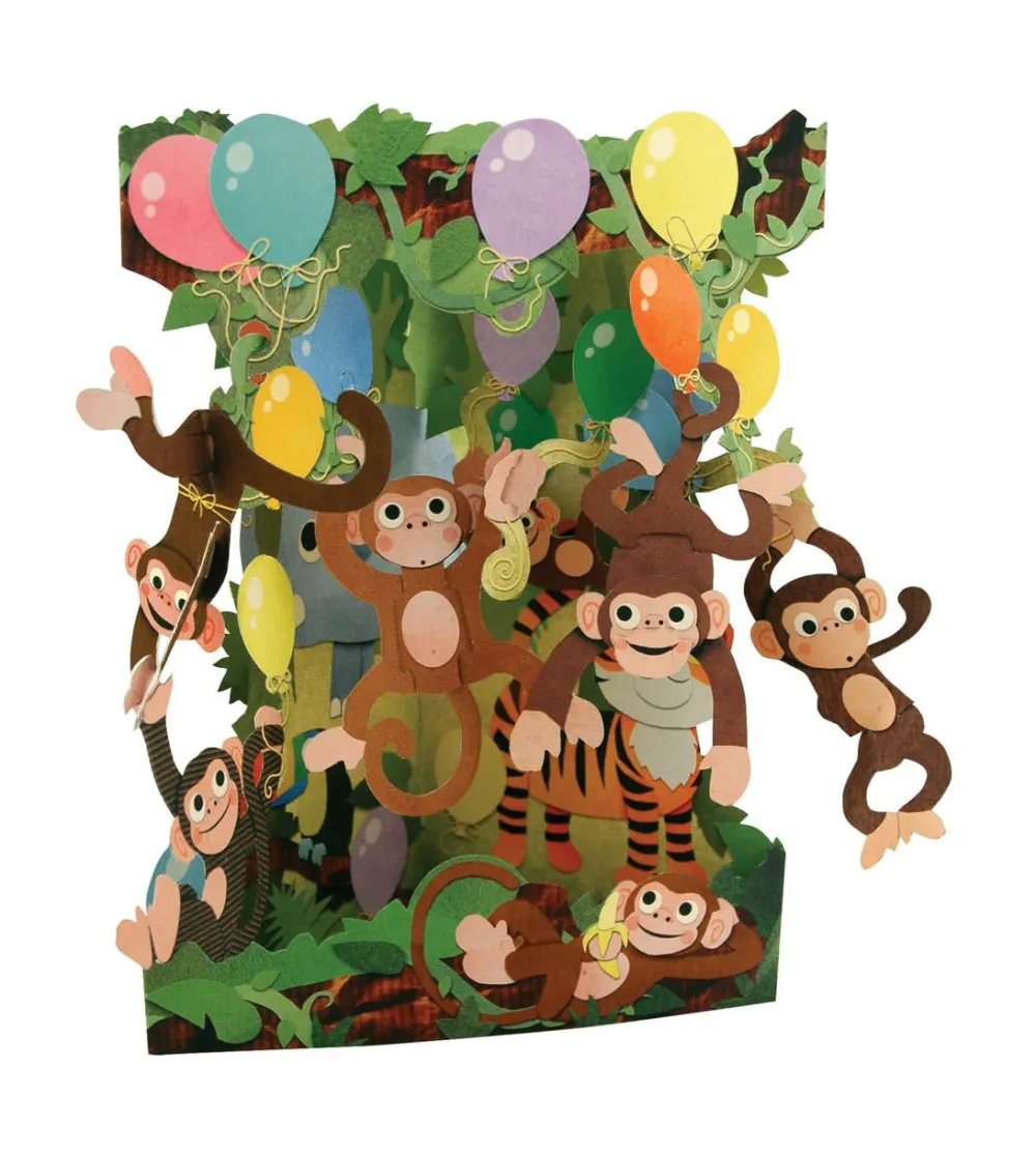 Monkey Party Swing Card- Greeting Cards