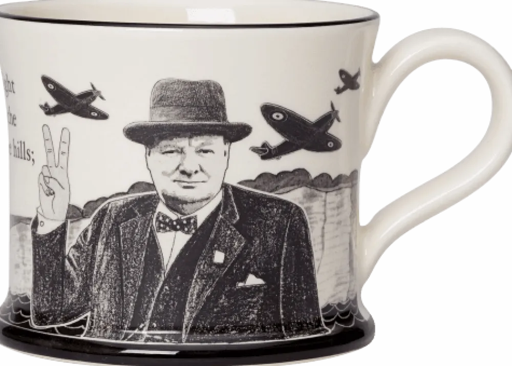 Moorland Pottery Winston Churchill Never Surrender Mug- Assorted Mugs