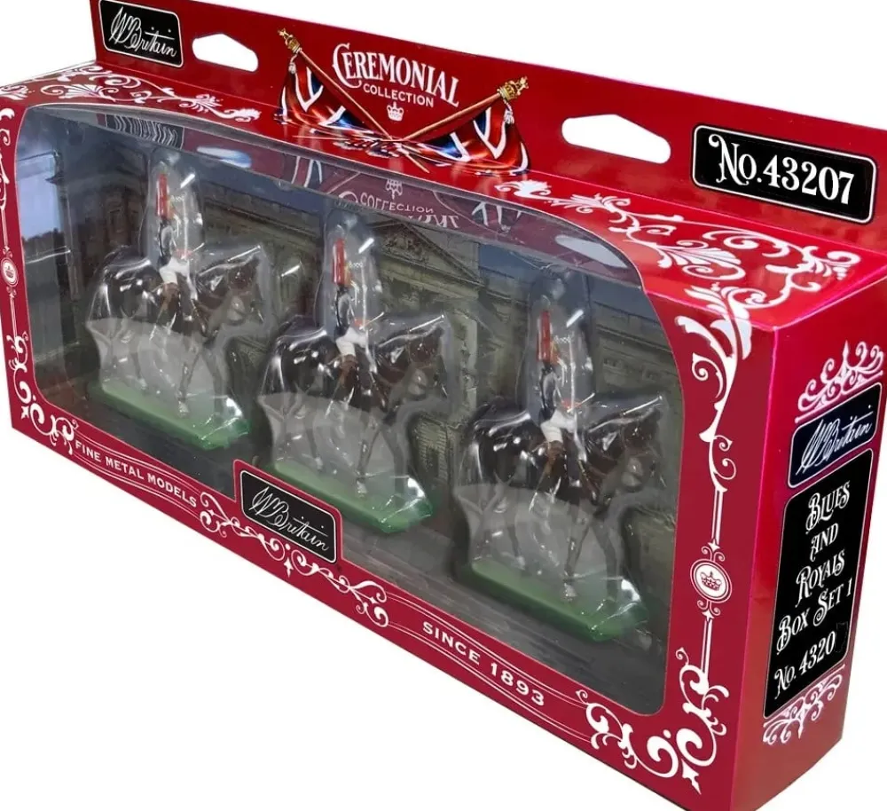 3 Mounted Blues and Royals Trooper Figurines- W. Britain Miniatures