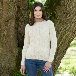 Natural Wool Button Cardigan- Shirts & Sweaters