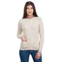 Natural Wool Button Cardigan- Shirts & Sweaters