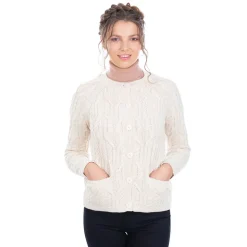 Natural Wool Button Cardigan- Shirts & Sweaters
