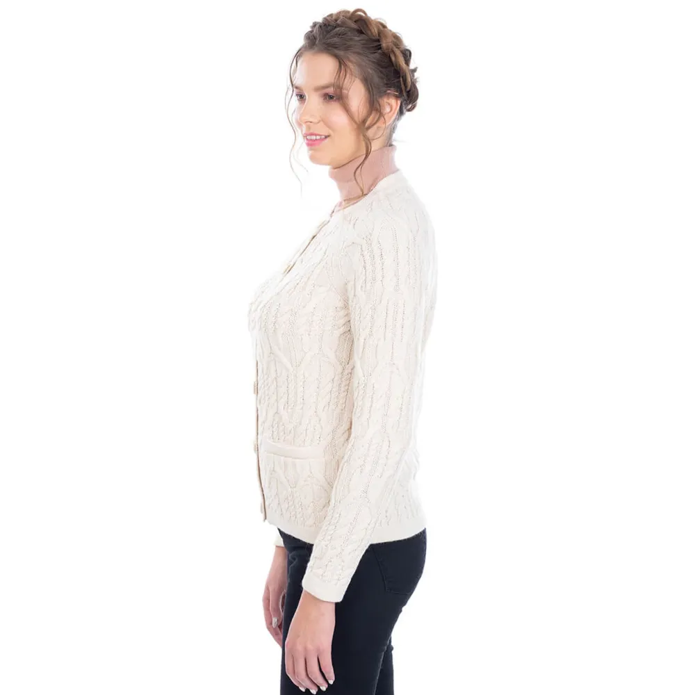Natural Wool Button Cardigan- Shirts & Sweaters