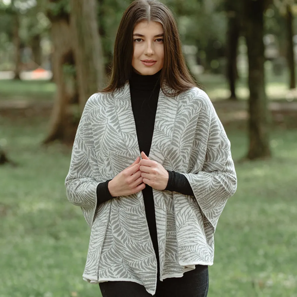 Newgrange Fern Wrap (Grey)- Scarves & Wraps