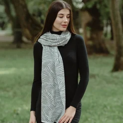 Newgrange Fern Wrap (Grey)- Scarves & Wraps