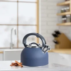 Oggi Stainless Steel Whistling Tea Kettle 1.9L (Blue)- Tea Kettles