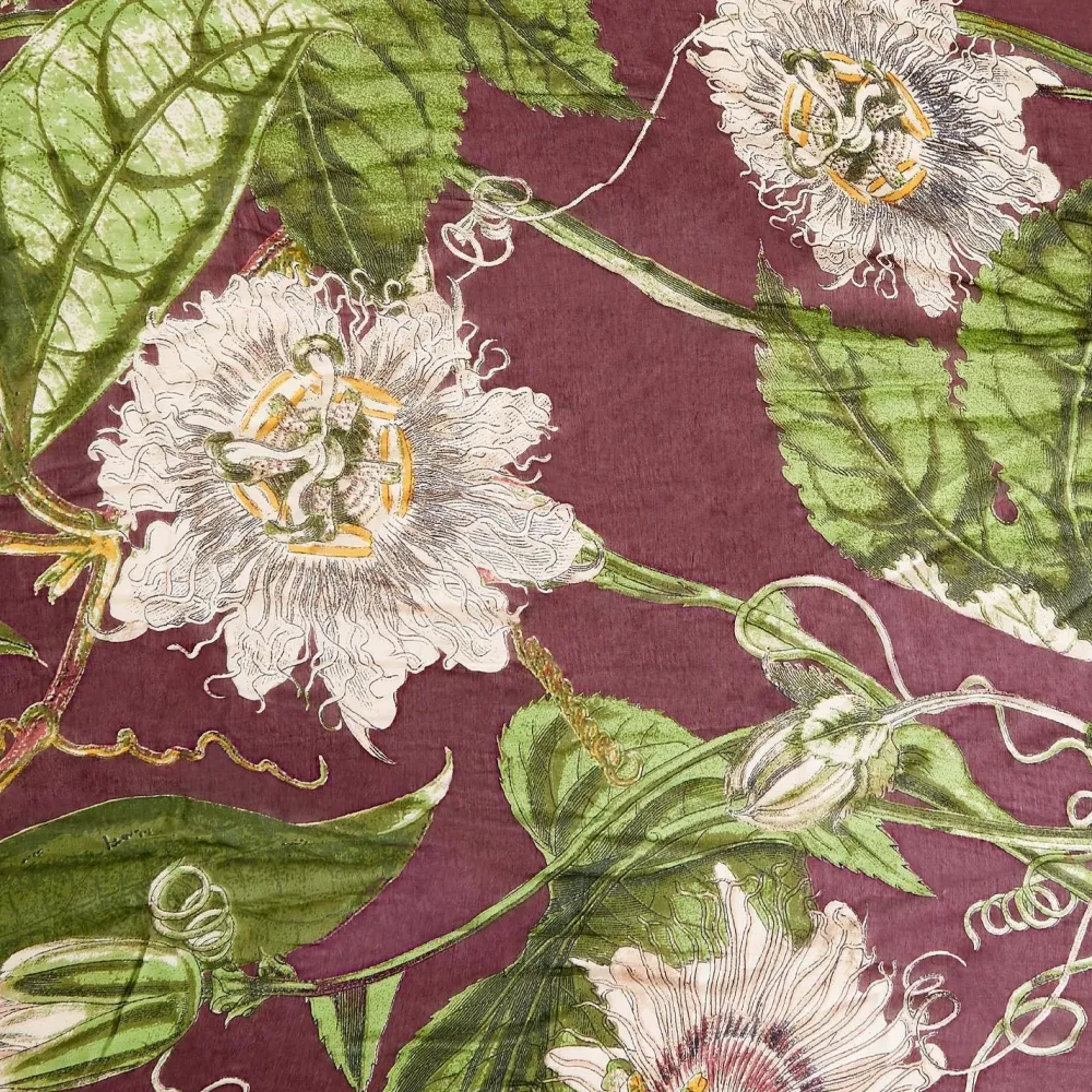 Passion Flower Burgundy Robe- Robes, Nightgowns & Dresses