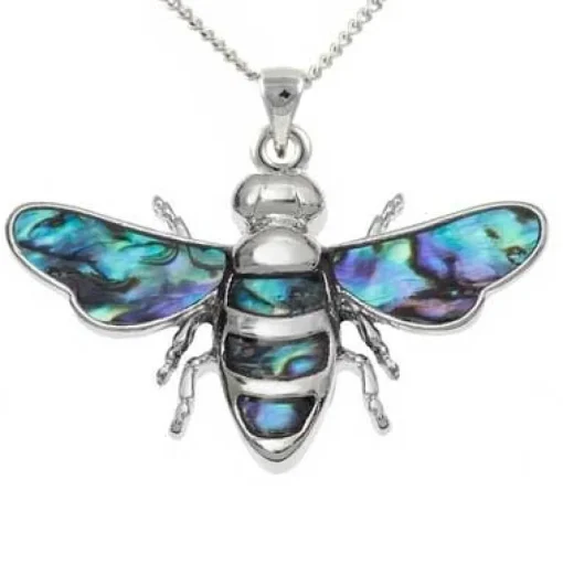 Paua Shell Bee Pendant Necklace- Necklaces & Pendants