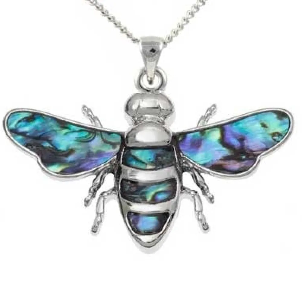 Paua Shell Bee Pendant Necklace- Necklaces & Pendants