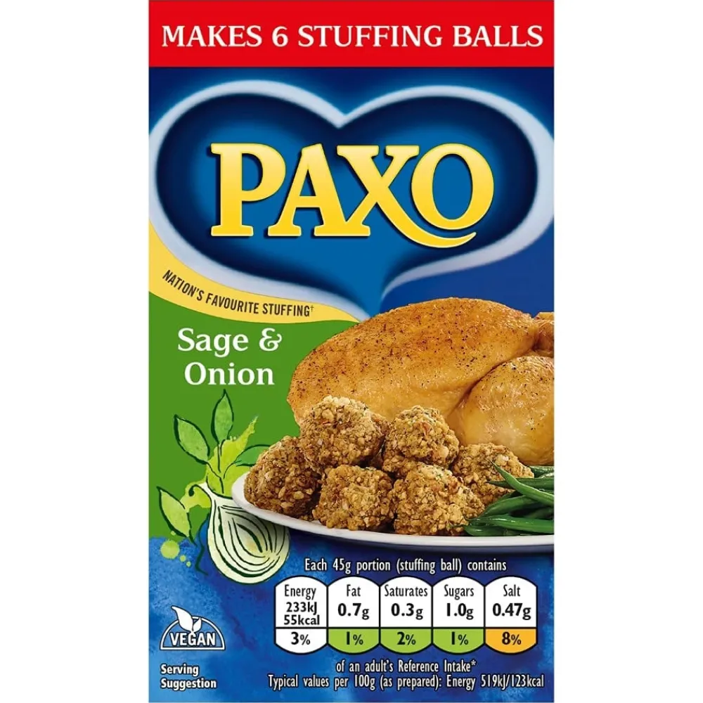 Paxo Sage & Onion Stuffing 85g- Groceries