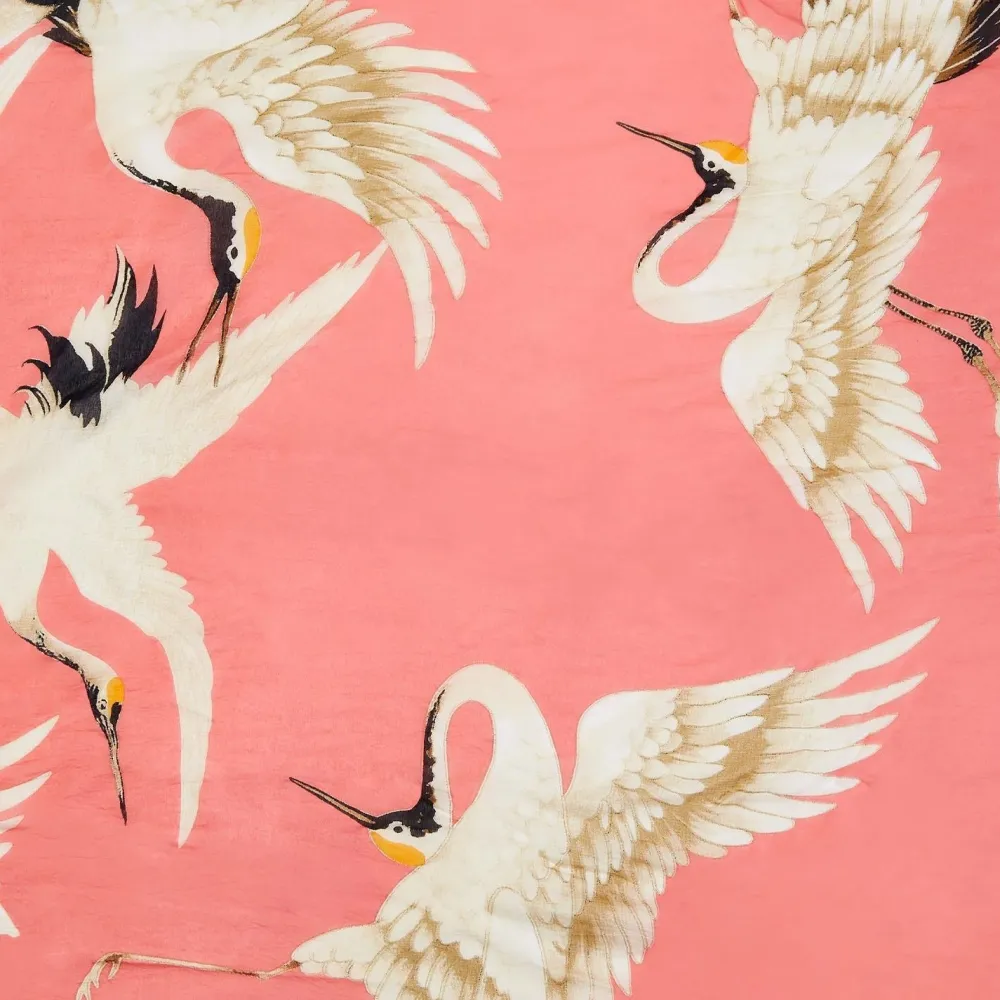 Peony Pink Heron Print Short Kimono- Robes, Nightgowns & Dresses