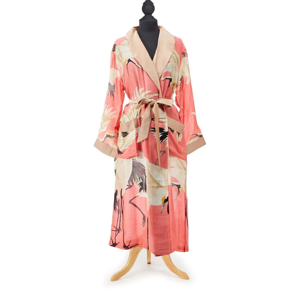 Peony Pink Heron Robe Gown- Robes, Nightgowns & Dresses