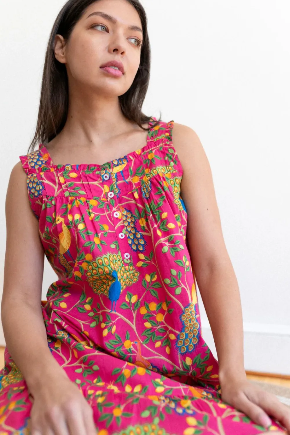Pink Fearless Peacock Nighty Nite- Robes, Nightgowns & Dresses