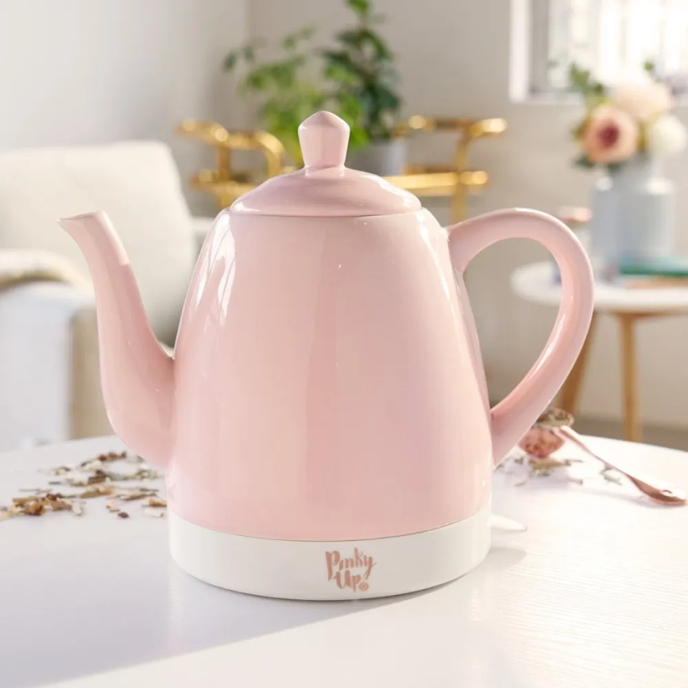Pinky Up Noelle Pink Ceramic Electric Tea Kettle- Tea Kettles